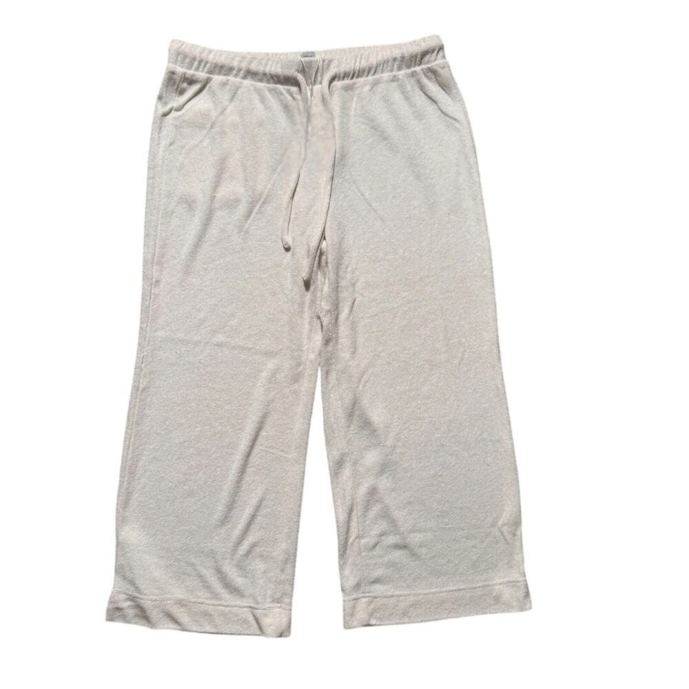 Andie Crop Pant Womens Medium Coconut White Elastic Waist Comfy Lounge NWT $78